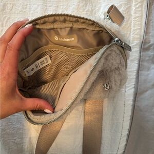 Lululemon fleece belt bag in cream